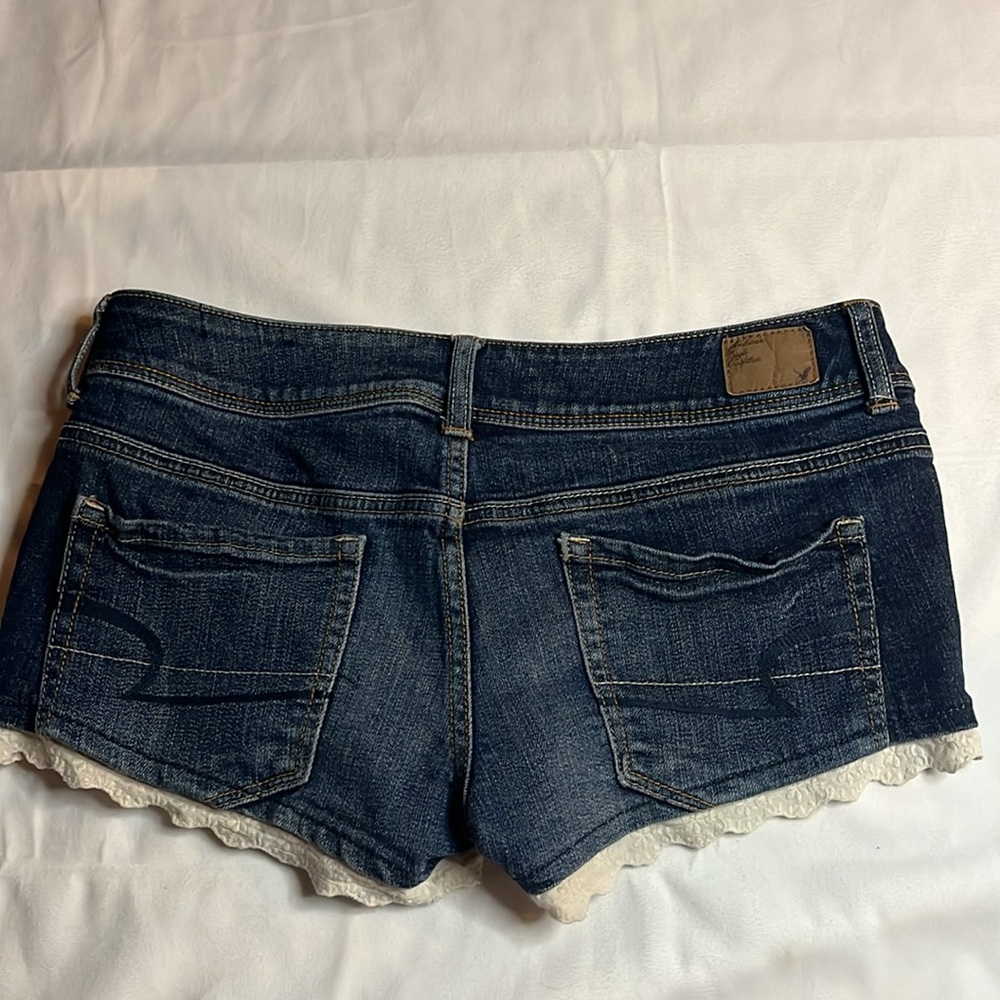 Denim Blue Women's Shorts with Lace Trim - Picture 7 of 7